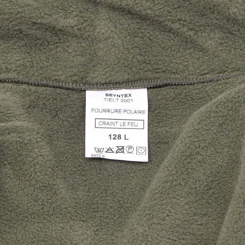 Original Französische Militär Fleecejacke, polarwarm, verstärkt, hoher Kragen, oliv NEU