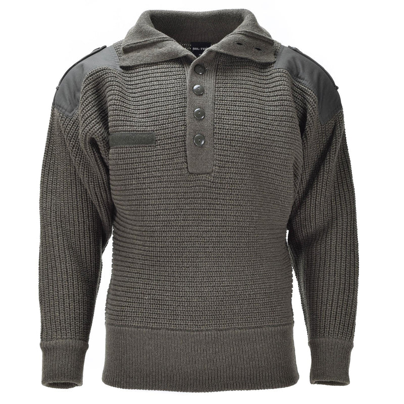 Mil-Tec Markenpullover im österreichischen Armeestil, Alpenpullover, Strickpullover für Herren, Olivgrün, OD-Wolle