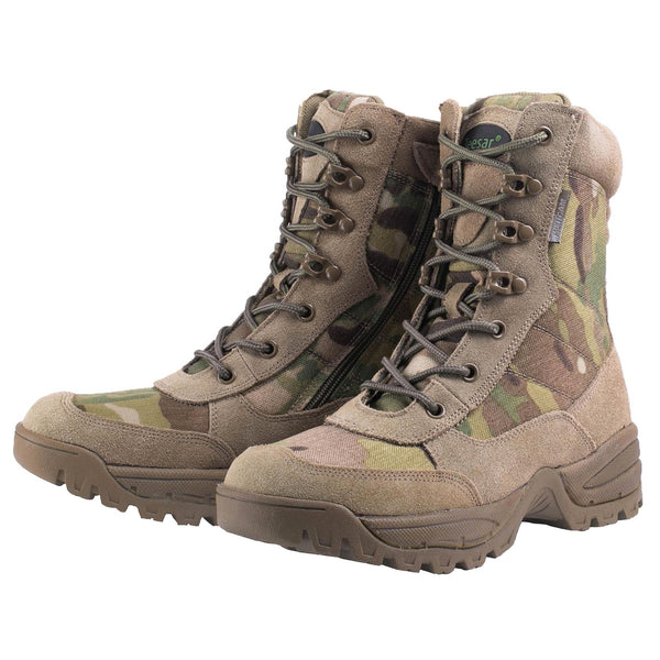 Teesar TACTICAL MULTICAM Stiefel mit seitlichem Reißverschluss für die Jagd, Wandern, Trekking und den Dienst