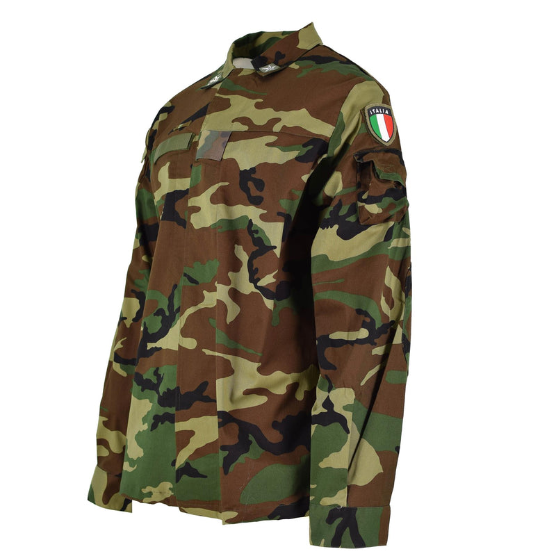 Original italienische Militär-Kampfjacke, leichte Woodland-Camouflage, Armee-Überschuss, NEU