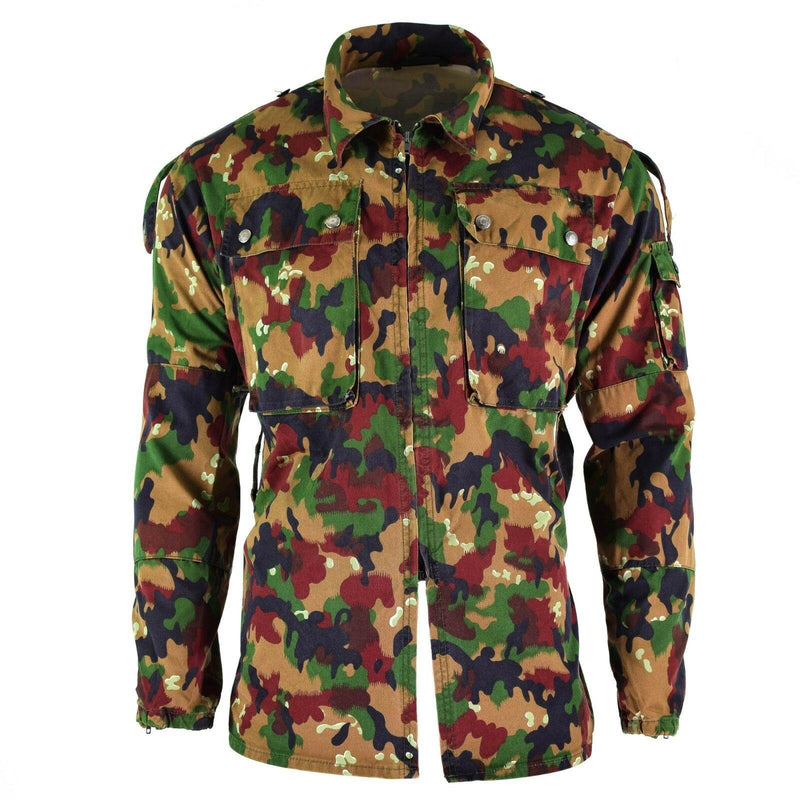 Original Schweizer Armee Jacke M83 Kampffeld Alpenflage Camo Shirt Reißverschluss NEU