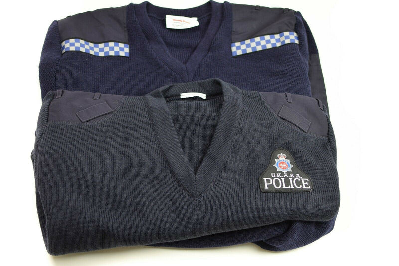 Original britischer Polizeipullover, Utility-Pullover, blau, V-Ausschnitt, NEU