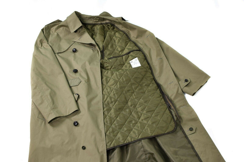 Echter Mantel der niederländischen Armee, Khaki, langer Offiziers-Trenchcoat mit Futter, NEU