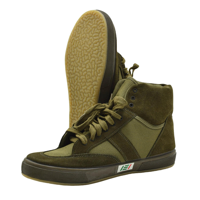 Original italienische Militär-Turnschuhe, hohe Oberseite, robustes Design, Training, Olivgrün