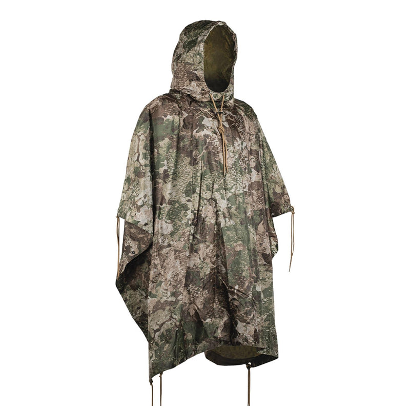 MIL-TEC Poncho Camouflage PVC-beschichtet wasserdicht mit Kapuze Ripstop leichtes Zelt