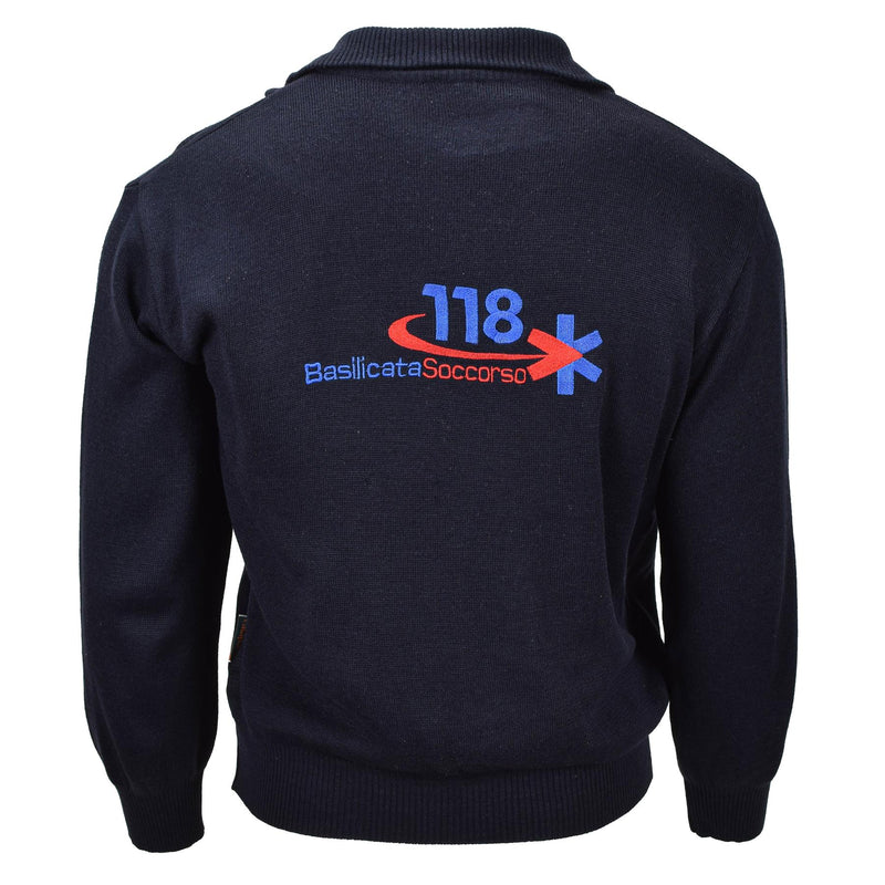 Original italienischer Pullover für den Rettungsdienst, blauer Woll-Weste