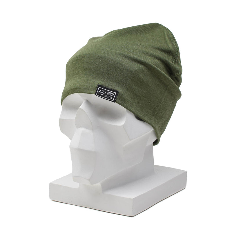 A. Blochl Merino Wolle Beanie Sportwanderkopf mit atmungsaktivem Uhren Cap Olive