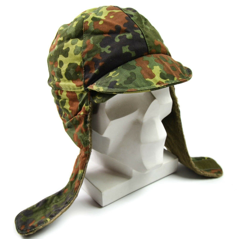 Echte deutsche Armee Militär Winter Pile Cap Flecktarn Mütze warm kaltes Wetter