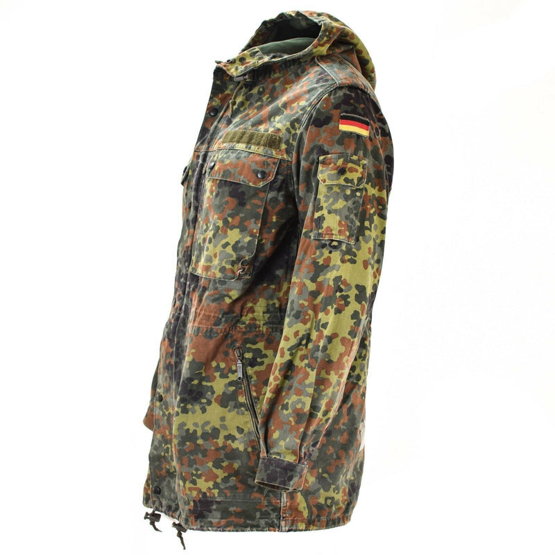 Original Bundeswehr Feldjacke Parka Militärausgabe mit Kapuze Flecktarn Kampf 