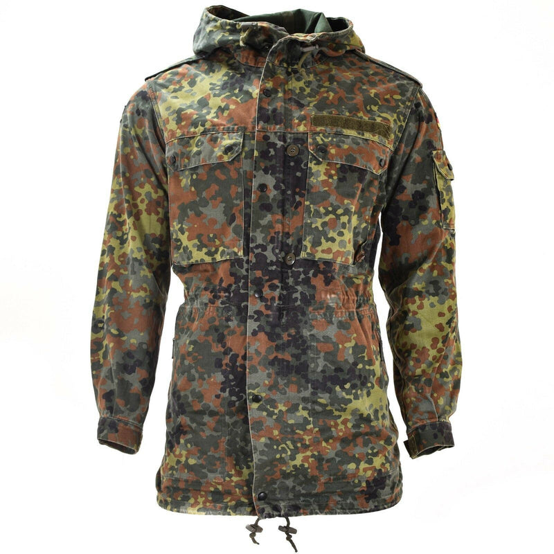 Original Bundeswehr Feldjacke Parka Militärausgabe mit Kapuze Flecktarn Kampf 