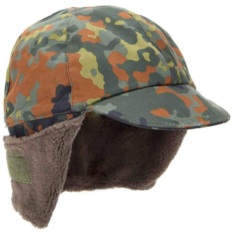 Echte deutsche Armee Militär Winter Pile Cap Flecktarn Mütze warm kaltes Wetter