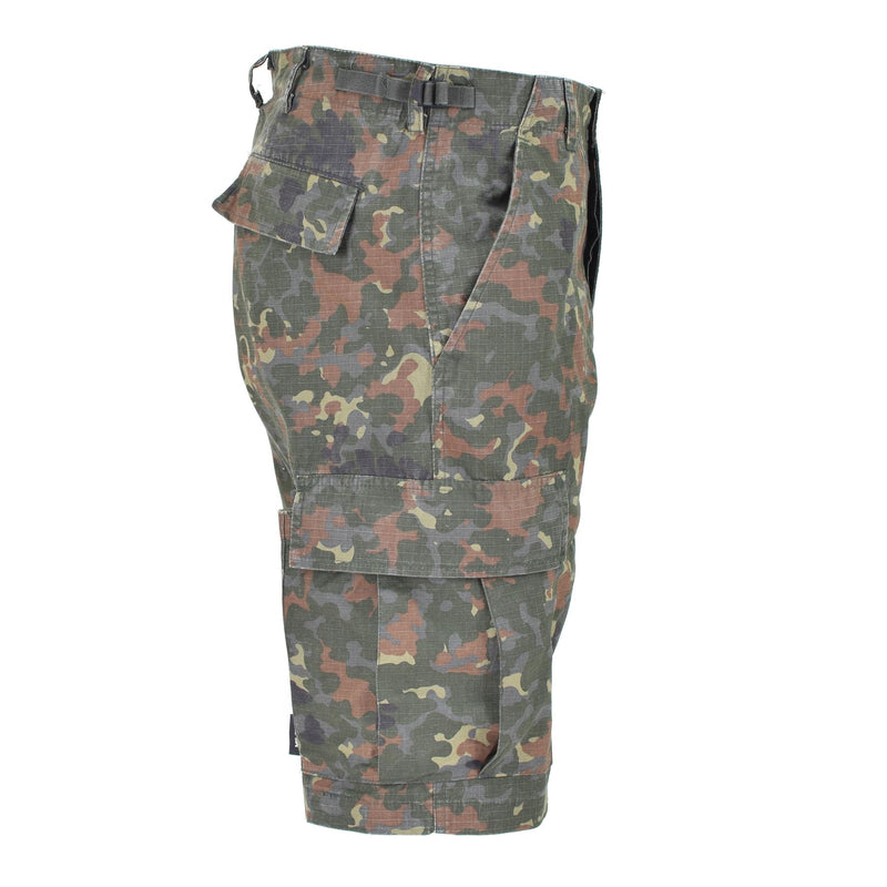 Vorgewaschene Flecktarn-Camouflage-Ripstop-Feldshorts der Marke Mil-Tec im US-Militärstil