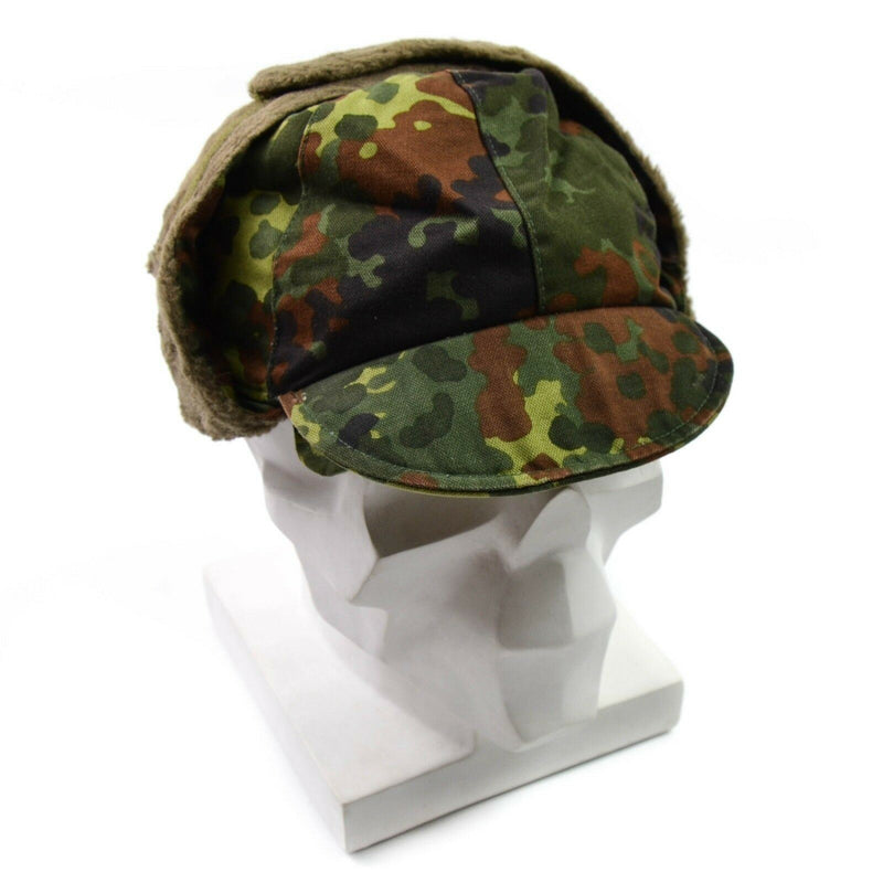 Echte deutsche Armee Militär Winter Pile Cap Flecktarn Mütze warm kaltes Wetter