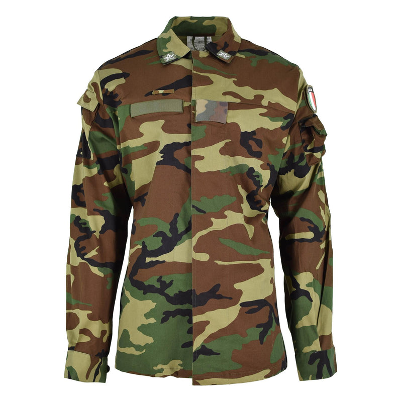 Original italienische Militär-Kampfjacke, leichte Woodland-Camouflage, Armee-Überschuss, NEU