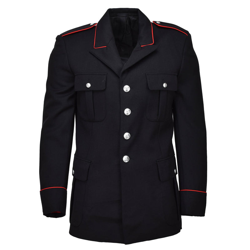 Original italienische Militär-Carabinieri-Jacke aus schwarzer Wolle mit roten Streifen NEU