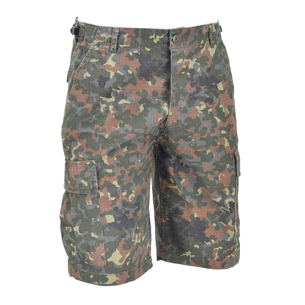 Vorgewaschene Flecktarn-Camouflage-Ripstop-Feldshorts der Marke Mil-Tec im US-Militärstil