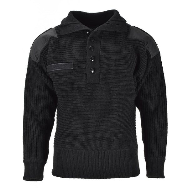 Mil-Tec Markenpullover im österreichischen Armeestil, Alpenpullover, Strickpullover für Herren, schwarze Wolle