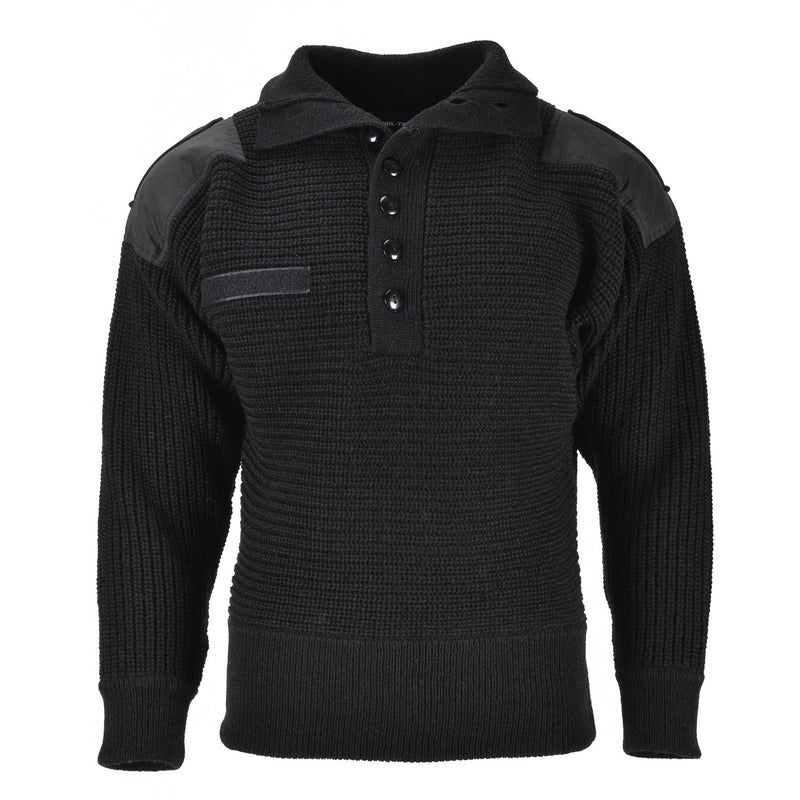 Mil-Tec Markenpullover im österreichischen Armeestil, Alpenpullover, Strickpullover für Herren, schwarze Wolle