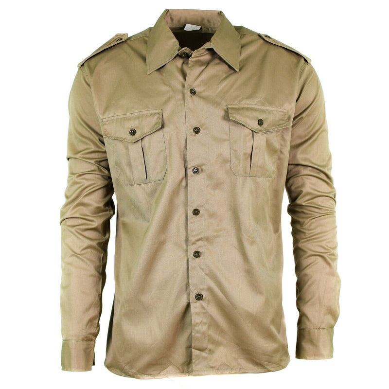 Echtes italienisches Armeehemd, Überschuss-Chino, Khaki, Militär, langärmelig, NEU