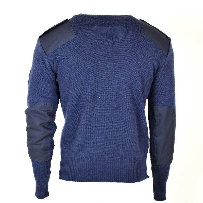 Original britische Armee Pullover V-Ausschnitt Kommando Pullover Wolle blau grau