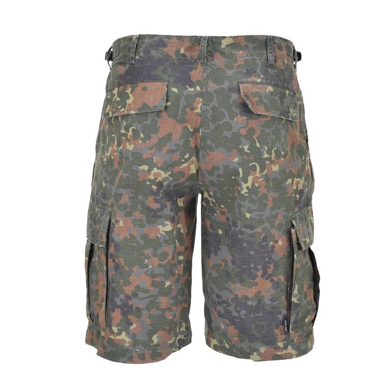 Vorgewaschene Flecktarn-Camouflage-Ripstop-Feldshorts der Marke Mil-Tec im US-Militärstil