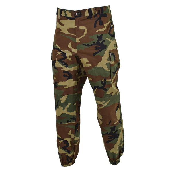 Original italienische Militär-Cargohose, Kampfhose im Woodland-Camouflage-Stil, Feldhose NEU