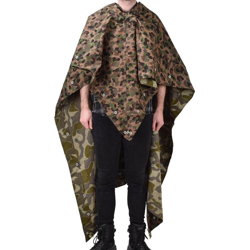 Original Österreichische Armee Erbsenpunkt Splitter Camo Poncho Zelt wasserabweisend Vintage