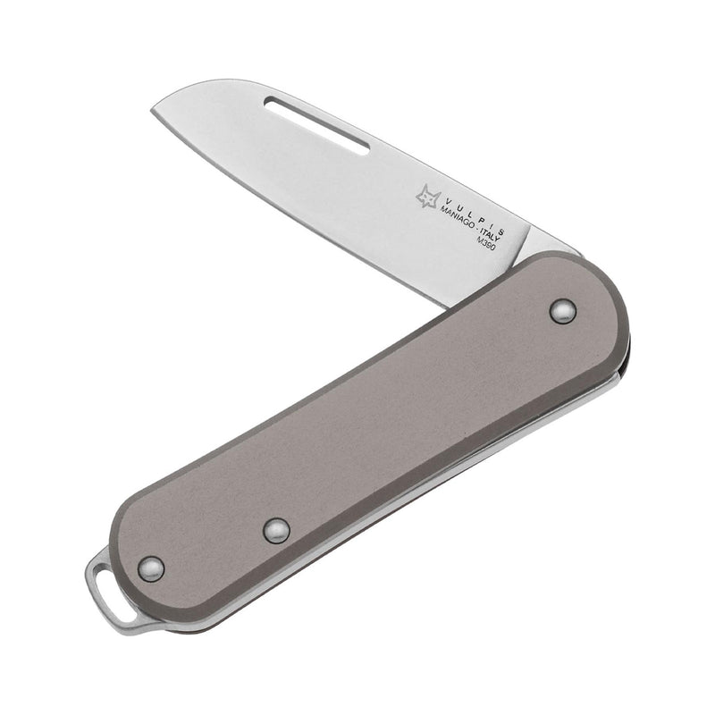 Fox Knives VULPIS Taschenmesser, Drop Point, Edelstahl M390, grau