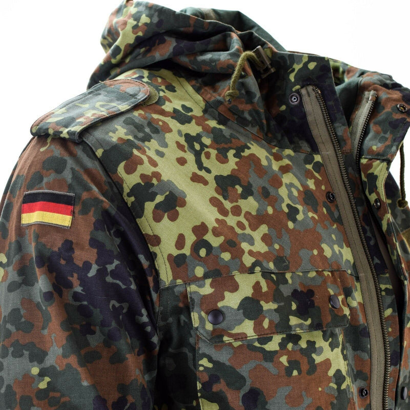 Original Bundeswehr Feldjacke Parka Militärausgabe mit Kapuze Flecktarn Kampf 