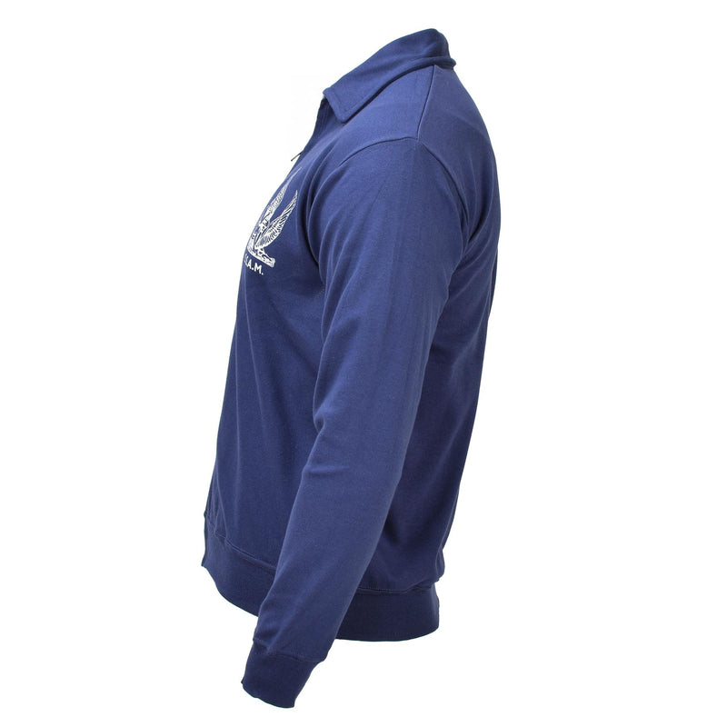 Original italienische Luftwaffe Militär blau Sportjacke durchgehender Reißverschluss Sportbekleidung NEU