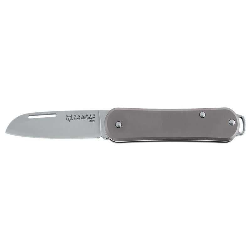 Fox Knives VULPIS Taschenmesser, Drop Point, Edelstahl M390, grau