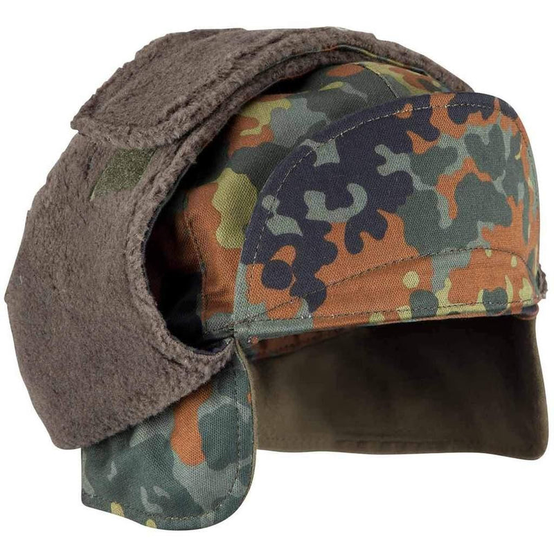 Echte deutsche Armee Militär Winter Pile Cap Flecktarn Mütze warm kaltes Wetter