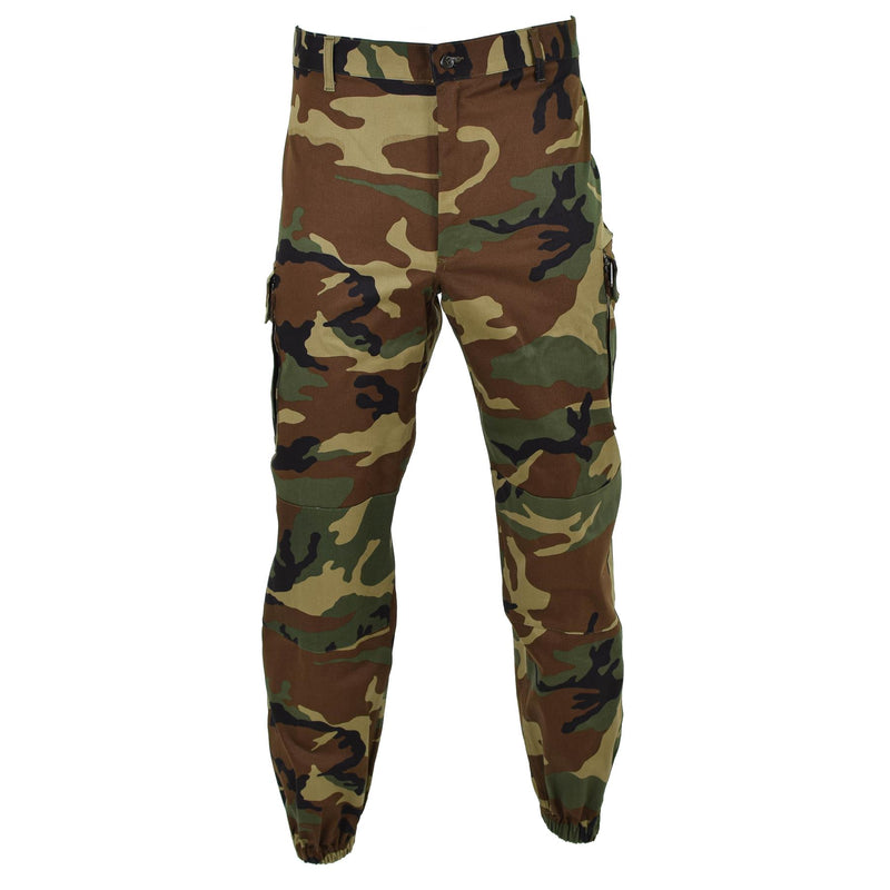 Original italienische Militär-Cargohose, Kampfhose im Woodland-Camouflage-Stil, Feldhose NEU