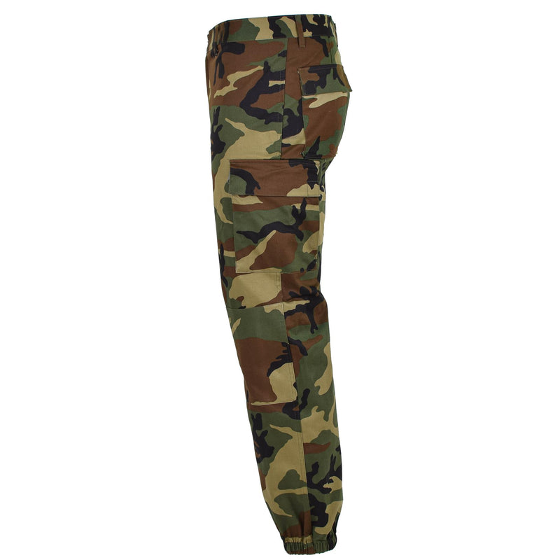 Original italienische Militär-Cargohose, Kampfhose im Woodland-Camouflage-Stil, Feldhose NEU