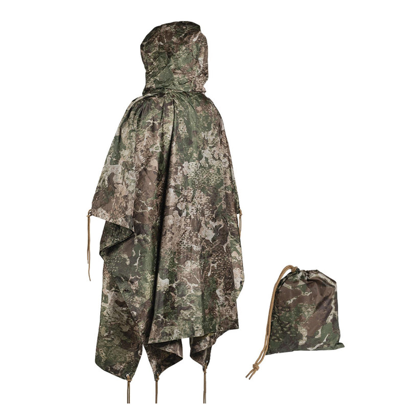 MIL-TEC Poncho Camouflage PVC-beschichtet wasserdicht mit Kapuze Ripstop leichtes Zelt