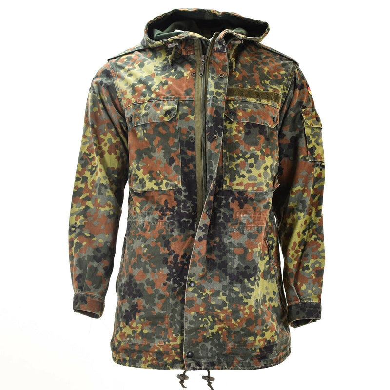 Original Bundeswehr Feldjacke Parka Militärausgabe mit Kapuze Flecktarn Kampf 