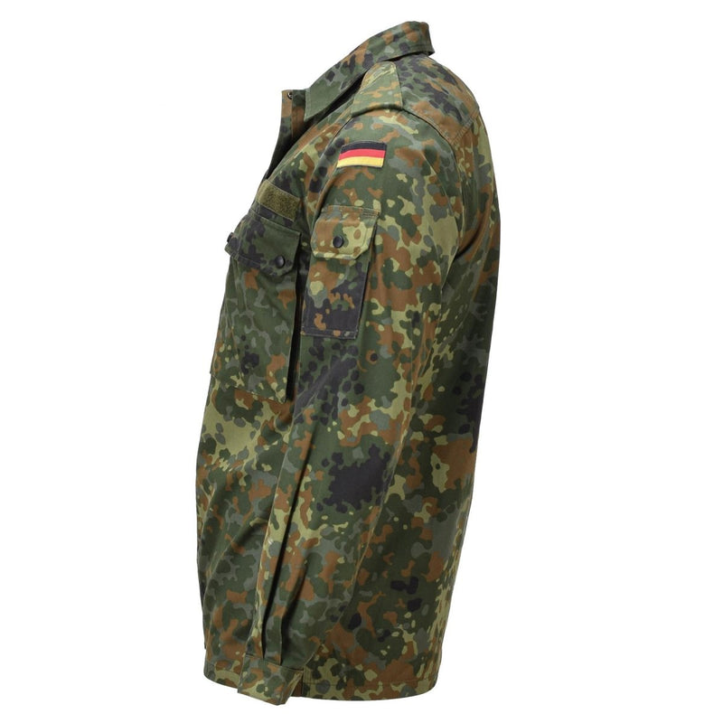 Echtes deutsches Militär-Feldhemd für Damen mit Druckknopfverschluss, Flecktarn-Camouflage