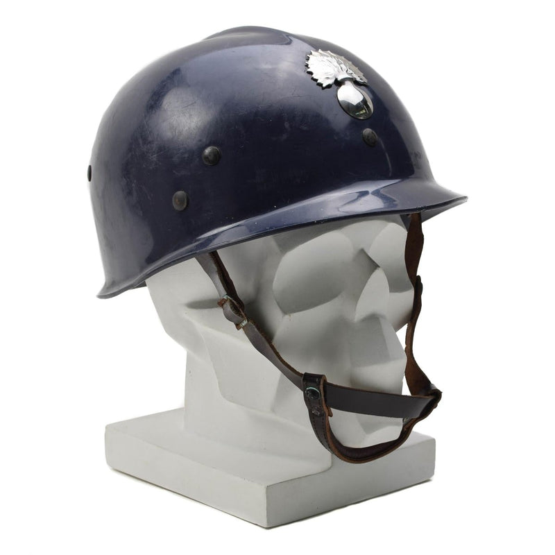 Original belgisches Militär-Plastikhelm-Polizei-Abzeichen, Vintage-Blau