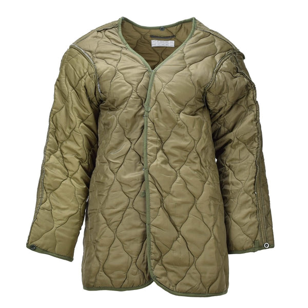 Original tschechische Militärjacke, Thermofutter, gesteppt, mit Knopfverschluss, oliv