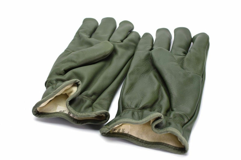 Original französische Militär-Kampflederhandschuhe in Oliv