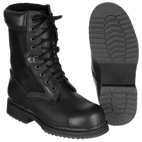 Original italienische Militär-Kampfschuhe, leichtes Leder, Winter, Schwarz