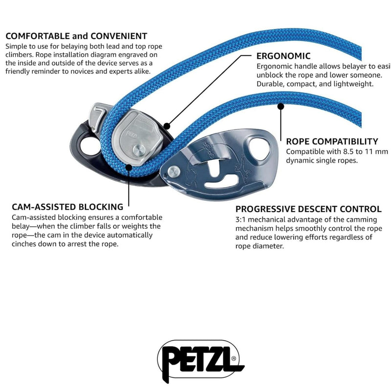 PETZL Grigri Bremskraftunterstütztes Sicherungsgerät Kletterausrüstung Aluminium Blau