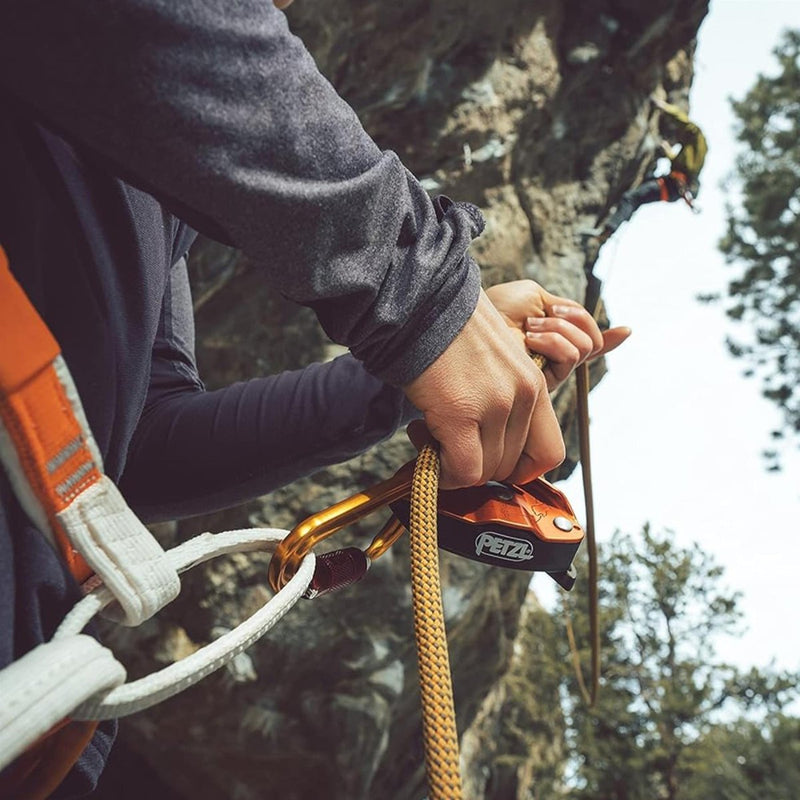 PETZL GRIGRI+ Sicherungsgerät Bremsunterstützung Klettern Abseilen Orange