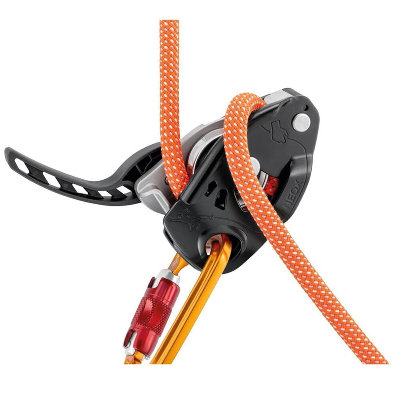 PETZL NEOX Sicherungsgerät Unterstützte Bremskontrolle Top Rope Klettern Schwarz