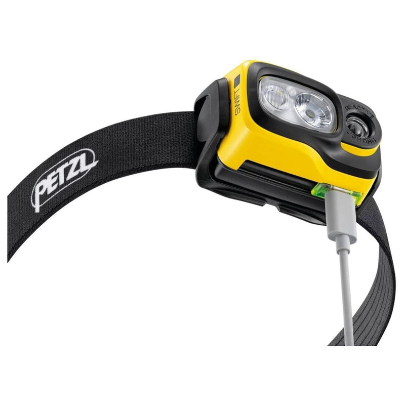 PETZL Swift RL Kopf-Taschenlampe, 1100 Lumen, wiederaufladbar, wasserabweisend, gelb