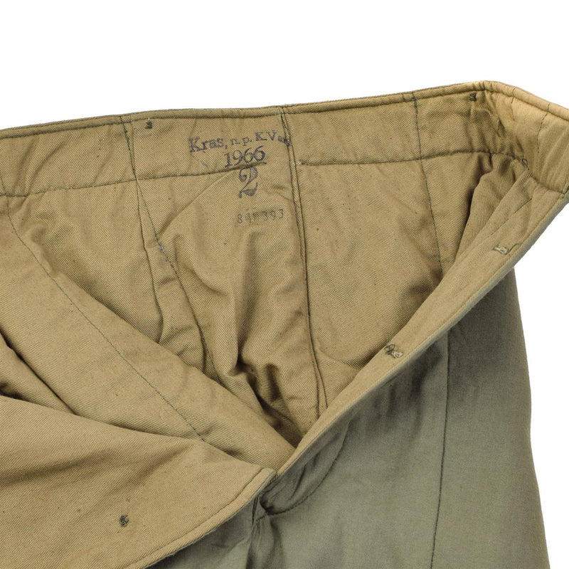 Liner pants original Czech army  M60 Lining thermal trousers tapered soft lightweight button fly vintage olive