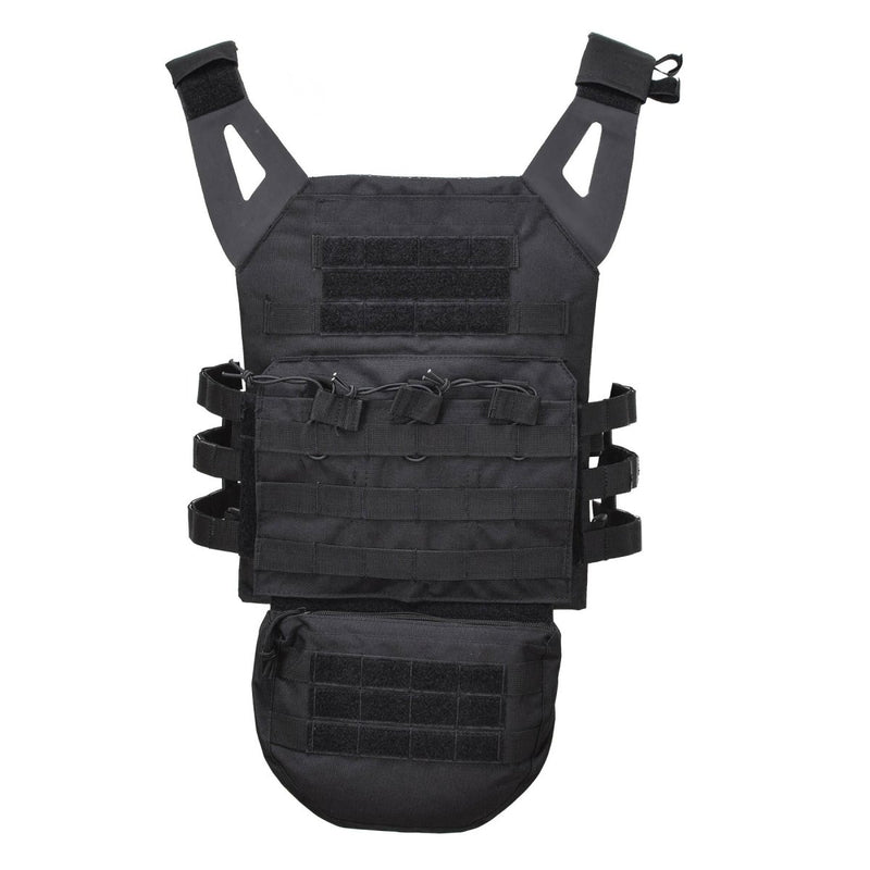 MIL-TEC GEN II military plate carrier tactical vest combat waistcoat Black front admin pocket with hook and loop closure