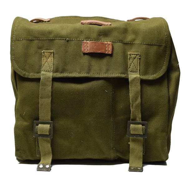 Original Romanian army haversack carrying bag military surplus canvas green shoulder strap case